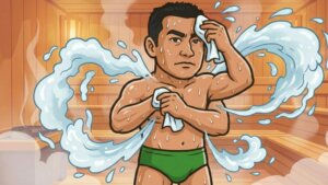 サウナで汗拭き-2